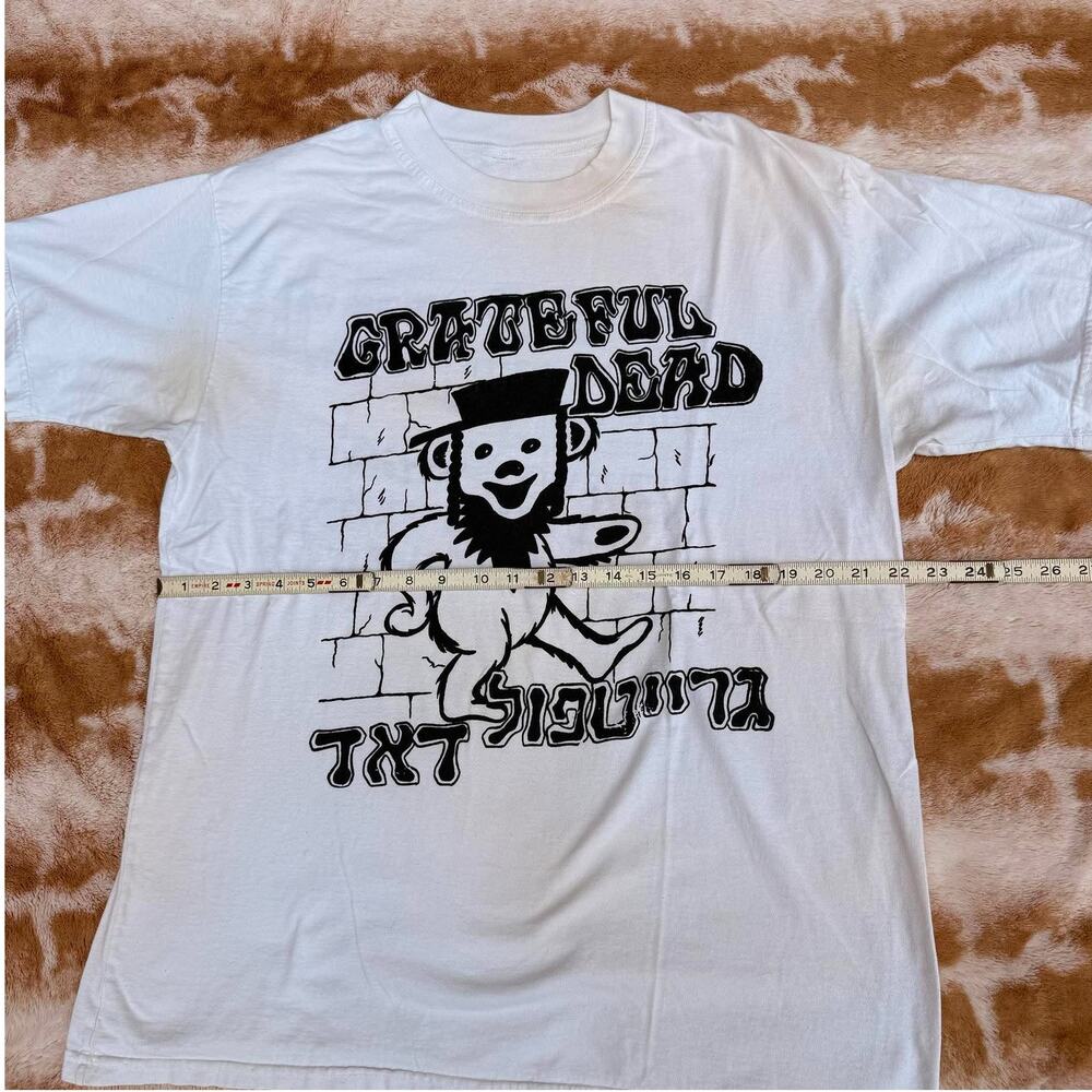 Vintage 90s Grateful Dead Jerusalem Hebrew T-Shirt Men's XL White Ripple Lyric - Picture 2 of 7